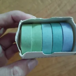 Băng dính washi màu pastel 5 chiếc - Macaron màu xanh ngọc, xanh lam, xanh lá