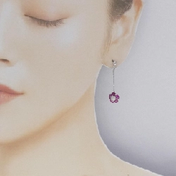 K14WG Hoa Hồng Ruby Bông Tai 2.30CT - Hàng hiệu Chính hãng 872257