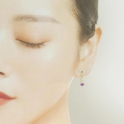 K18YG Amethyst Bông tai - Hàng hiệu Chính hãng 873057