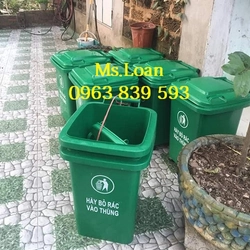 Thùng rác nhựa 60L nắp kín có bánh xe mới 100% 545154