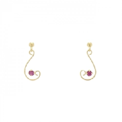 K18YG Bông tai Ruby - Hàng hiệu Chính hãng