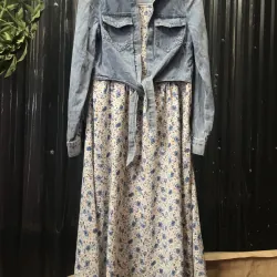 Khoác jean kèm váy dài size M, L  907697