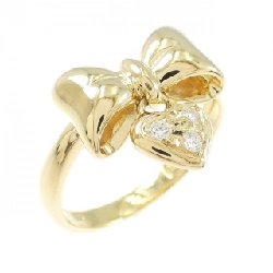 Nhẫn kim cương hình ruy băng × trái tim K18YG - Hàng hiệu Authentic