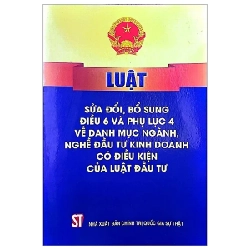 Luật Sửa Đổi Bổ Sung Điều 6 Và Phụ Lục 4 Về Danh Mục Ngành, Nghề Đầu Tư Kinh Doanh Có Điều Kiện Của Luật Đầu Tư - Quốc Hội