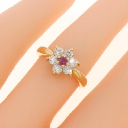 Nhẫn ruby K18YG hoa 672368