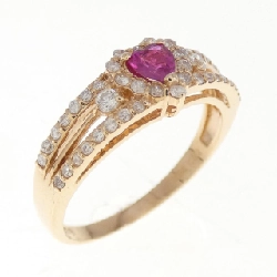 Nhẫn ruby hình trái tim K18PG 0.24CT