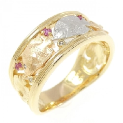 Nhẫn cá K18YG/PT900/K18PG đá ruby 0.10CT - Hàng hiệu Authentic