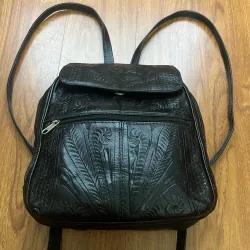 Balo nữ 24x32x11 da mộc khắc 2hand 992664