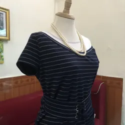 Váy công sở dạo phố hoạ tiết kẻ dáng dài tím than Mới 95% 1041964