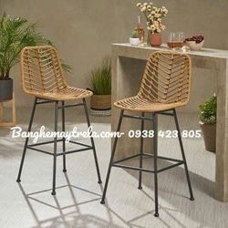 Ghế quầy bar chân sắt nhựa giả mây 475511