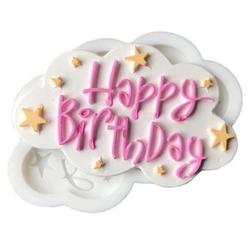 Khuôn silicon làm rau câu sinh nhật Happy Birthday ngôi sao, đám mây – Mã số 1201 338650