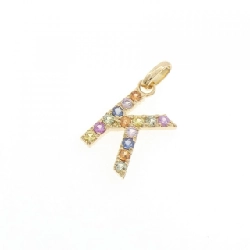 K18YG Chữ cái K Mặt dây chuyền Sapphire 0.24CT - Hàng hiệu Chính hãng