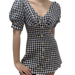 Đầm váy caro trắng đen nữ size m 445899