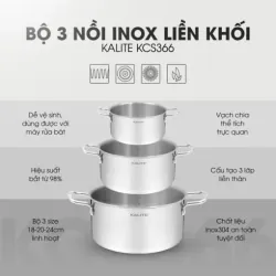 Bộ 3 nồi inox sz 18-20-24cm chĩnh hãng mới 100% 575715
