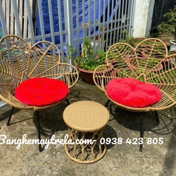 Bàn ghế mây nhựa trang trí ngoại thất 549172