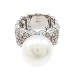 Nhẫn ngọc trai trắng K18WG 14mm - Hàng hiệu Authentic