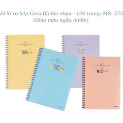 Vở lò xo kép lined/caro B5 120 trang 100/76 bìa nhựa 2 mặt màu pastel siêu xinh 179245