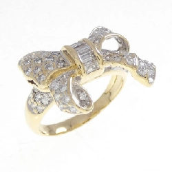 Nhẫn kim cương hình ruy băng K18YG/K18WG 0.75CT - Hàng hiệu Chính hãng