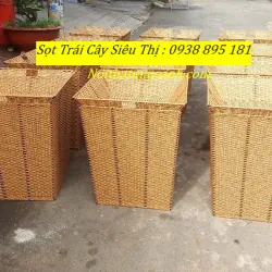 Xưởng sản xuất sọt mây trưng bày trái cây siêu thị màu vàng mây chính hãng 762128