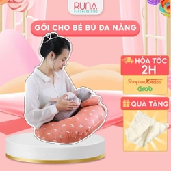 Gối cho bé bú đa năng cao cấp RUNA KIDS cotton Hàn mềm mịn thoáng mát an toàn cho bé