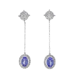 Bông tai Tanzanite K18WG 1.53CT - Hàng hiệu Chính hãng