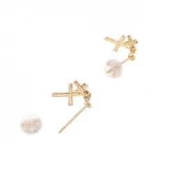 K18PG Bông tai kim cương hình chữ thập - Hàng hiệu Chính hãng 866595