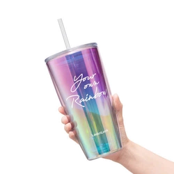 Ly Nhựa Hai Lớp LocknLock Rainbow Double Wall Cold Cup 750ml - 2 Màu (Xanh Trắng) - HAP507