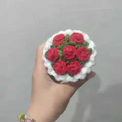 Móc khoá bó hoa len mini(màu hoa tùy ý)