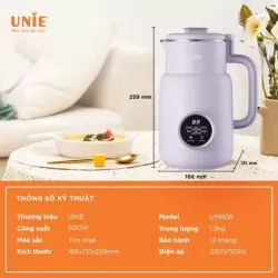 🌿 Máy làm sữa hạt UNIE – thiết kế mini, mang đi siêu thuận tiện 712207