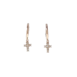 K18PG Bông tai kim cương hình chữ thập 0.10CT - Hàng hiệu Chính hãng