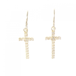 K18YG Bông tai kim cương chéo 0.18CT - Hàng hiệu Chính hãng