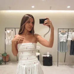 Váy nữ maxi dáng dài chất liệu linen nhẹ nhàng, màu trắng hoa văn 777188