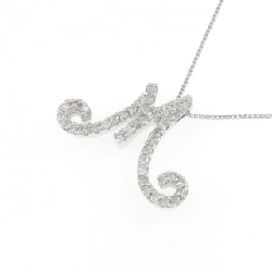 K18WG Chữ cái M Dây chuyền kim cương 0.26CT - Hàng hiệu Chính hãng 857132