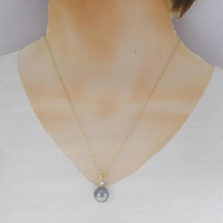 K18YG Ngọc trai đen dây chuyền 12.7mm - Hàng hiệu Chính hãng 855736