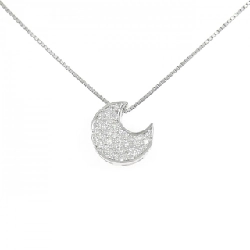K18WG Mặt dây chuyền kim cương Pave hình mặt trăng 0.50CT - Hàng hiệu Chính hãng
