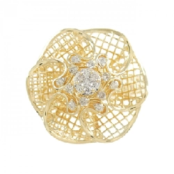 Nhẫn kim cương K18YG hoa 671650