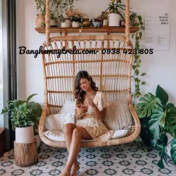 Ghế xích đu đôi mây tre đan 747237