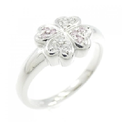 Nhẫn kim cương hồng K18WG hình cỏ ba lá 0.05CT