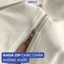 Áo croptop nữ khoá zip Normalist co giãn thoáng mát da không xù lông 315936