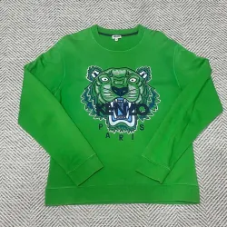 Áo Kenzo thêu đầu hổ màu xanh lá cây size M