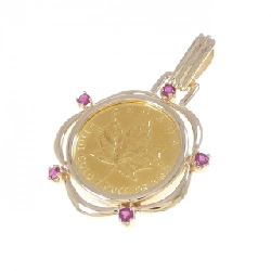 Mặt dây chuyền đồng xu ruby 14KYG (khung) - Hàng hiệu Authentic