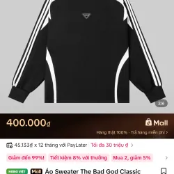 Áo sweater nam The Bad God classic màu đen phối sọc trắng 1032385