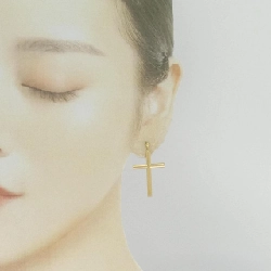 K18YG Bông tai hình chữ thập - Hàng hiệu Chính hãng 871530