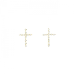 K18YG Bông tai kim cương chéo 0.20CT - Hàng hiệu Chính hãng