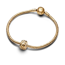 Charm Bấm Mạ Vàng 14k Pandora Moments Nút Thắt Trái Tim 382252