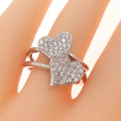 Nhẫn kim cương pavé hình trái tim K18WG 0.50CT - Hàng hiệu chính hãng 848344