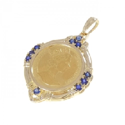 K18YG(枠) Sapphire Coin Pendant - Hàng hiệu Authentic