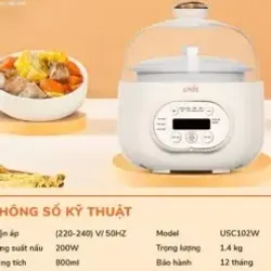 Nồi nấu chậm UNIE USC102W – Thố gốm Ceramic cao cấp, giữ trọn dinh dưỡng! 🍲✨ 716013