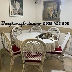 Bàn ghế ăn mây tự nhiên 517504