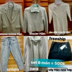 💚 #500k : set 6 món : (Blazer Mixxo + Blazer Hàn + chân váy zara + áo dài cách tân + ...